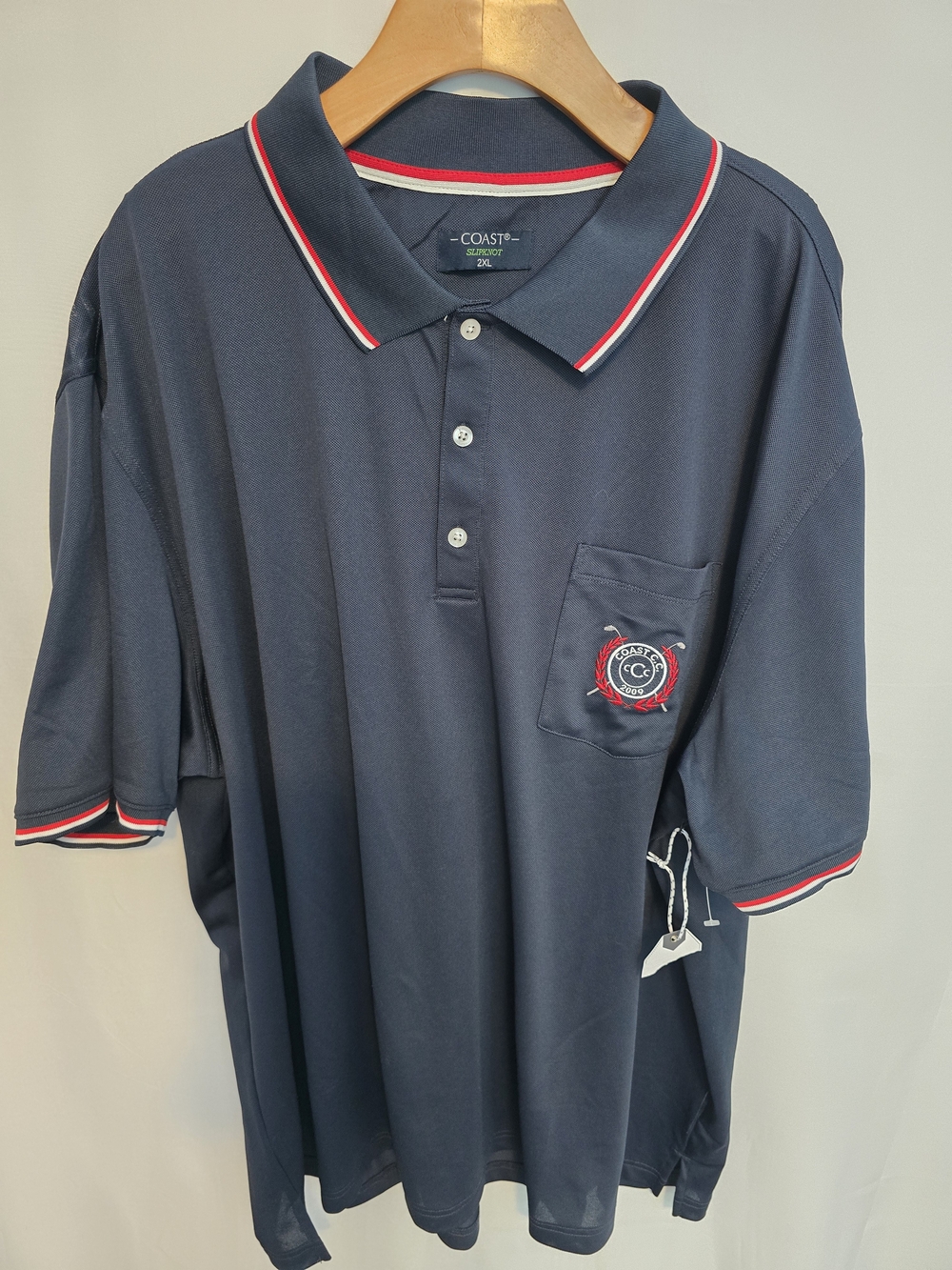 Coast Slipknot Men’s Navy Polo with Red & White Trim